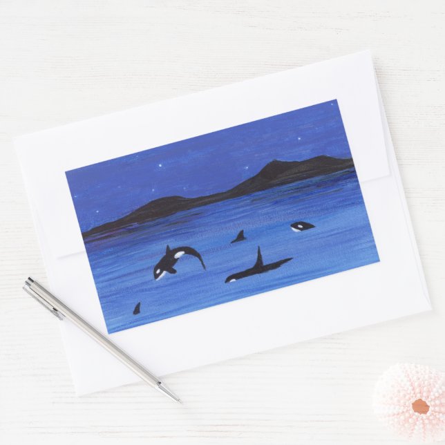 Killer Whales Rectangular Sticker (Envelope)