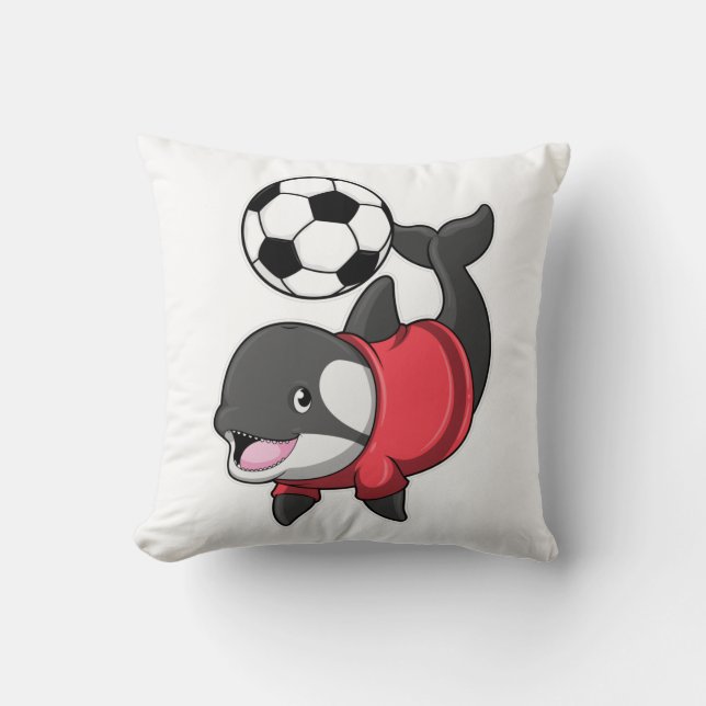 Killerwhale as Soccer player with Soccer Throw Pillow (Front)