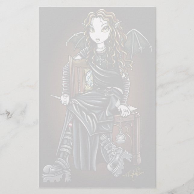 "Killing Time" Gothic School Girl Fairy Stationery (Front)