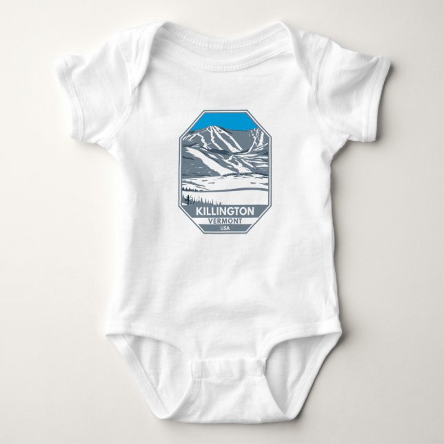 Killington Ski Area Winter Vermont Baby Bodysuit (Front)