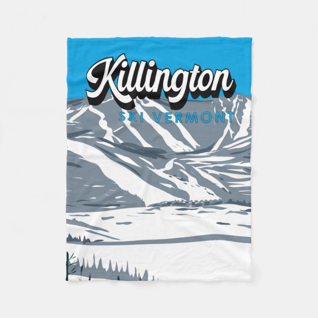 Killington Ski Area Winter Vermont Vintage Fleece Blanket (Front)