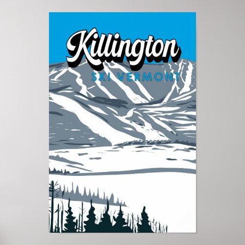 Killington Ski Area Winter Vermont Vintage Poster