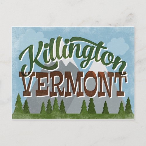 Killington Vermont Fun Retro Snowy Mountains Postcard
