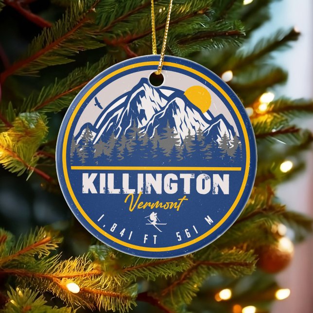 Killington Vermont Retro Sunset Ski Souvenirs 80s Ceramic Ornament (Creator Uploaded)