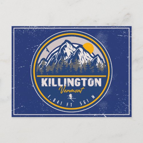 Killington Vermont Retro Sunset Ski Souvenirs 80s Postcard