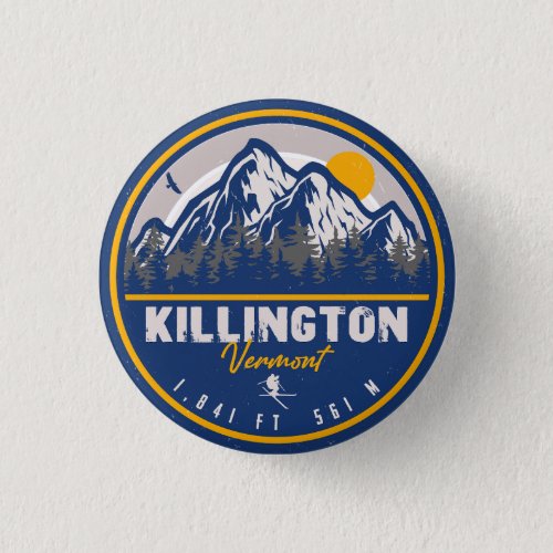 Killington Vermont Retro Sunset Ski Souvenirs Button
