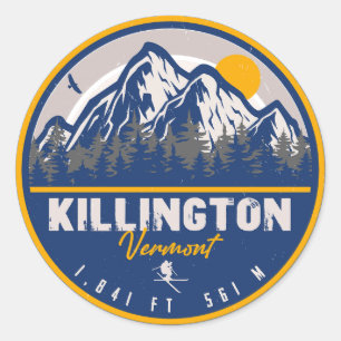 Killington Vermont Retro Sunset Ski Souvenirs Classic Round Sticker