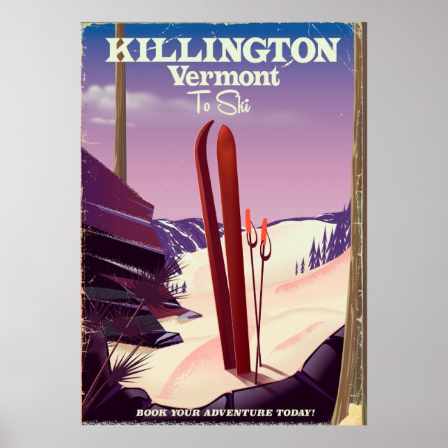 Killington, Vermont Ski travel print. Poster (Front)