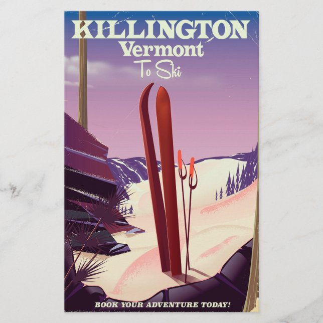 Killington, Vermont Ski travel print. Stationery (Front)