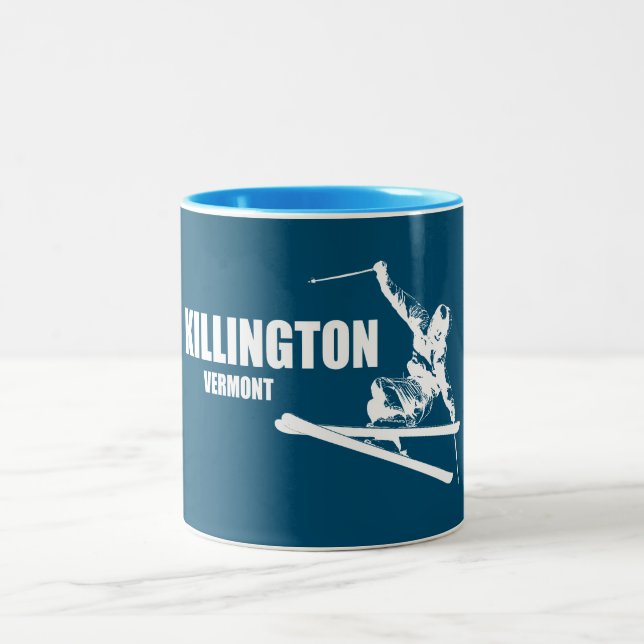 Killington Vermont Skier Two-Tone Coffee Mug (Center)