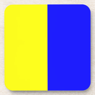 Kilo blue and yellow beverage coaster
