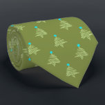 Kilowatt Christmas Tree Moss Green Two-sided Neck Tie<br><div class="desc">Moss green with sage green and turquoise colorway.  Inspired by the retro advertising icon from the forties,  this Christmas tree design is a fun holiday design for a necktie. These designs come in several colorways.</div>