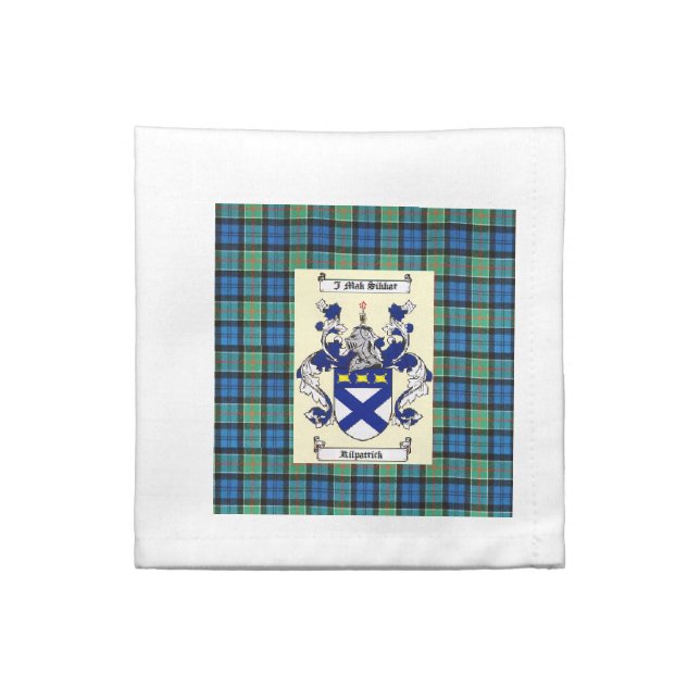 Kilpatrick crest on Colquhoun Tartan Napkin (Quarter Fold)