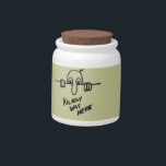 Kilroy Was Here Candy Jar<br><div class="desc">White Porcelain candy jar with an image, on both sides, of the WWII graffiti “Kilroy Was Here” on khaki. During WWII, Kilroy became the US super-GI who always got there first—wherever GI’s went. It became a challenge to place the logo in the most unlikely places. See matching espresso cup, flask,...</div>