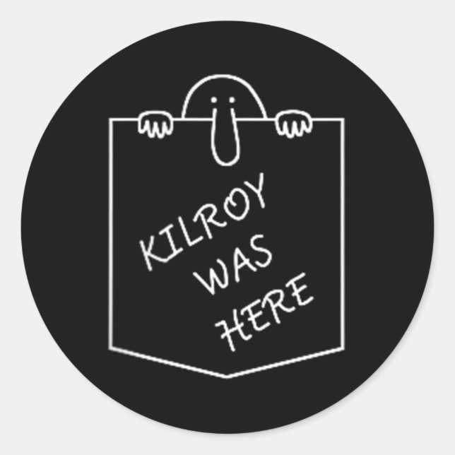 Kilroy Was Here Graffiti Art With Pockets  Classic Round Sticker (Front)