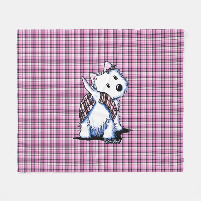 Kilted Highland Moon Westie Fleece Blanket (Front (Horizontal))