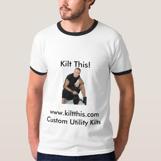 Kilts by Kilt This The Black Cotton Snap Kilt w... T-Shirt (Front)
