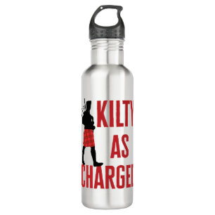 Kilty as Charged Funny Kilt Wearer Pun Joke Stainless Steel Water Bottle