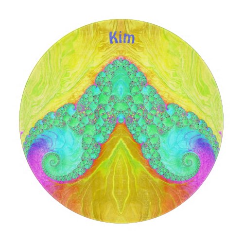 KIM  3D Yellow Green Pink original design  Cutting Board
