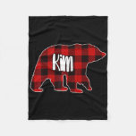 Kim Bear Custom Red Buffalo Plaid Christmas Pajama Fleece Blanket