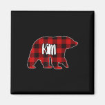 Kim Bear Custom Red Buffalo Plaid Christmas Pajama Magnet