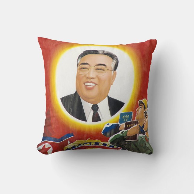 Kim Il-Sung Red Portrait Pillow (Front)