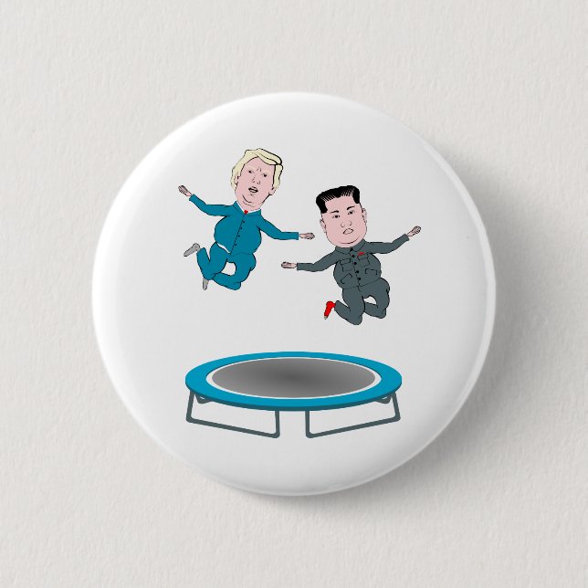 Kim Jong Un and President Trump Trampolone Button (Front)