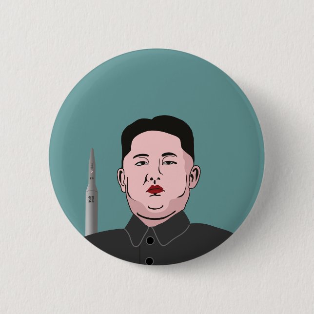 Kim Jong-un & nuclear missile Pinback Button (Front)