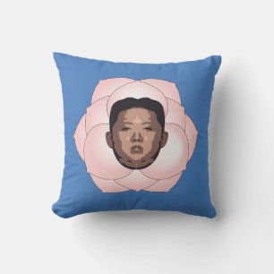 Kim Jong Un on a Magnolia on a Blue Field Throw Pillow