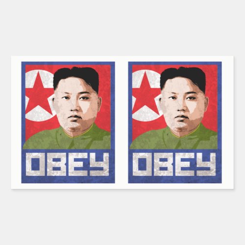 Kim Jong Un Propaganda _ OBEY _ Rectangular Sticker
