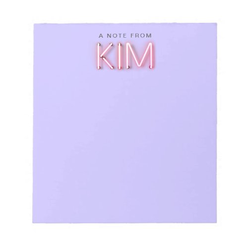 Kim name in glowing neon lights notepad