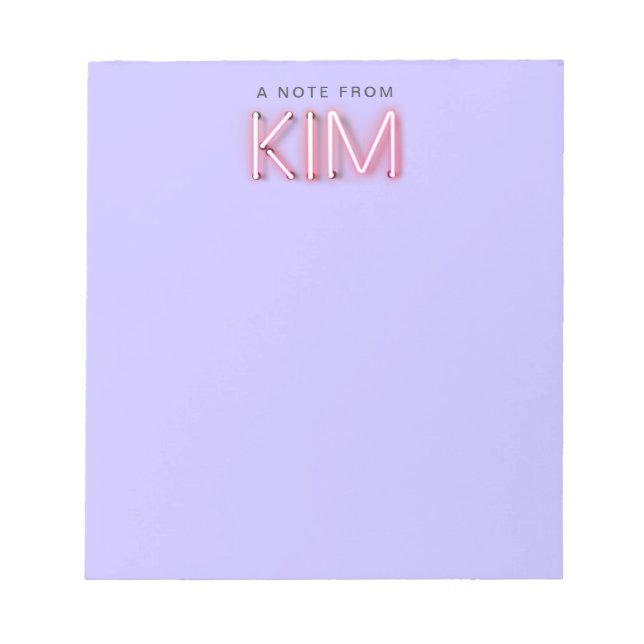 Kim name in glowing neon lights notepad (Front)