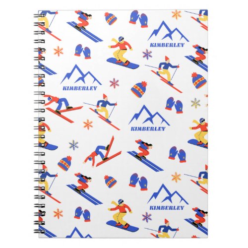 Kimberley British Columbia Ski Snowboard Pattern Notebook