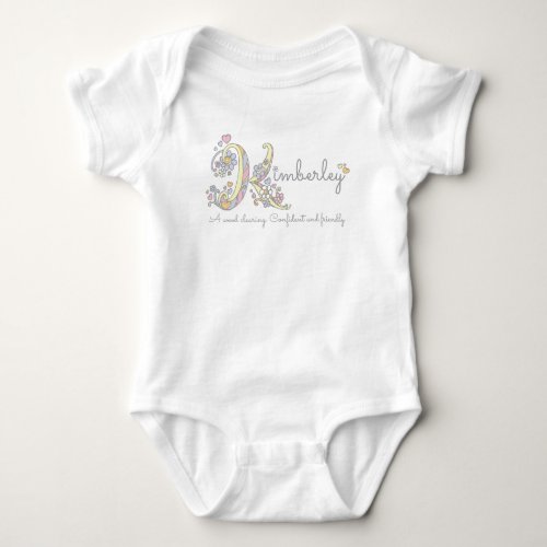 Kimberley name meaning K doodle hearts Baby Bodysuit