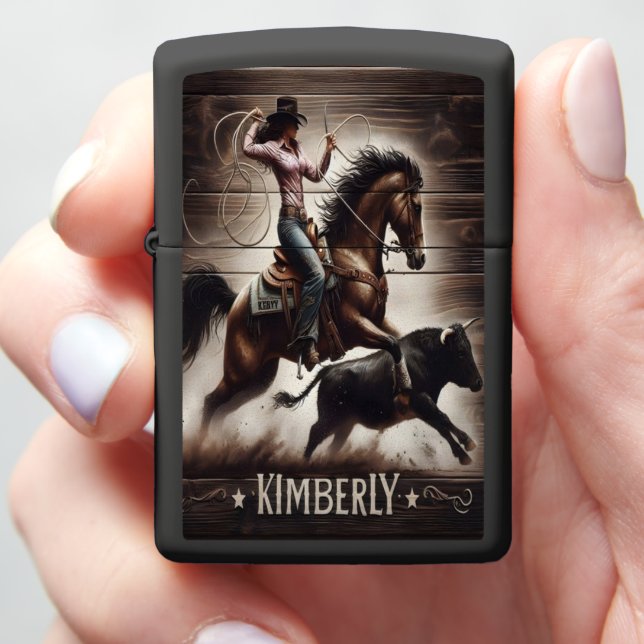 Kimberly Cowgirl's Rodeo Ride Zippo Lighter (In Hand)