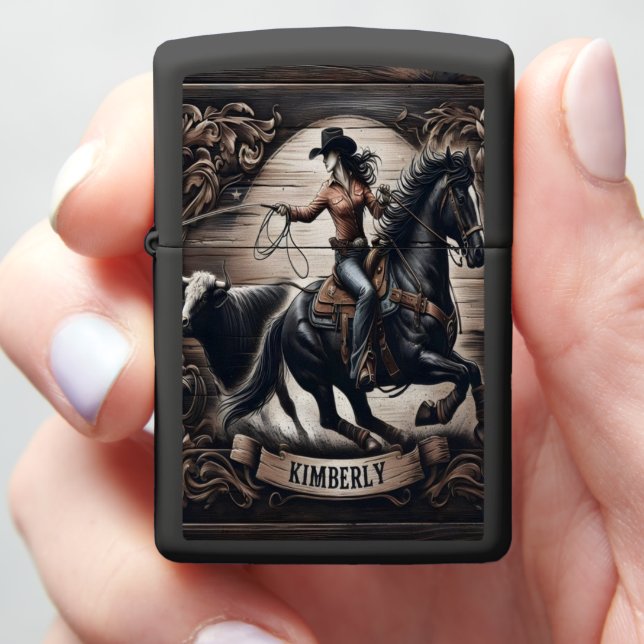 Kimberly Cowgirl's Rodeo Ride Zippo Lighter (In Hand)