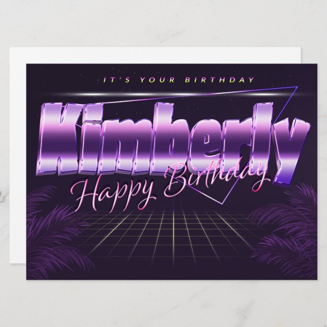 Kimberly Name First name pura retro card Birthday (Front/Back)