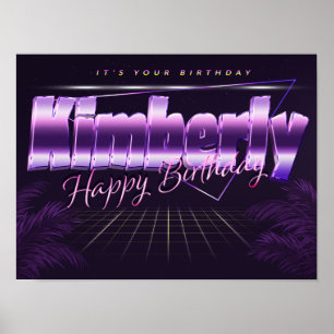 Kimberly Name First Name purple retro Poster Birth