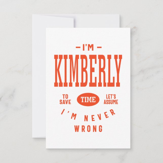 Kimberly Personalized Name Birthday Gift RSVP Card (Front)