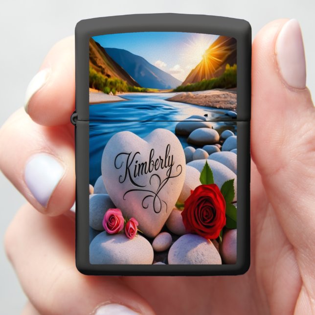 Kimberly's River Heart Zippo Lighter (In Hand)