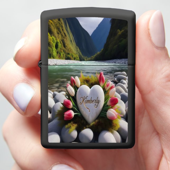 Kimberly's River Heart Zippo Lighter (In Hand)