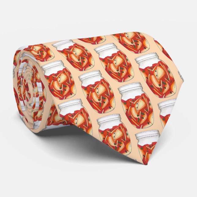 Kimchi Fermented Cabbage Korean Food Cuisine Neck Tie (Rolled)
