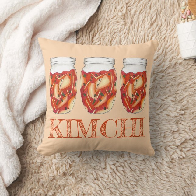 Kimchi Fermented Cabbage Korean Food Cuisine Throw Pillow (Blanket)