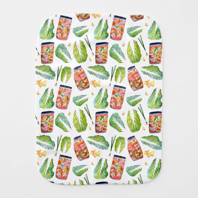 Kimchi Ingredients Spicy Fermentation Watercolor Baby Burp Cloth (Front)
