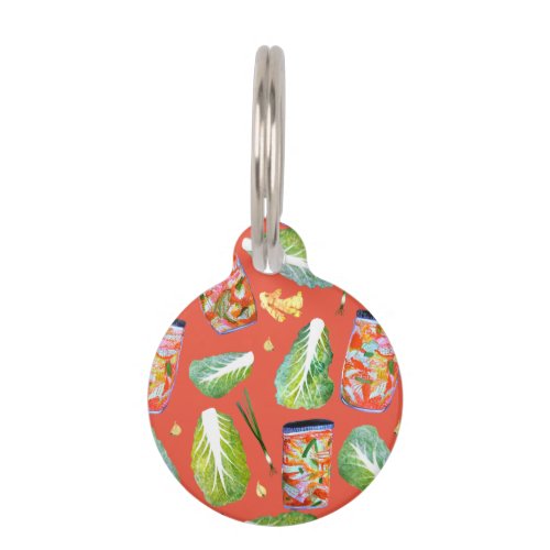 Kimchi Ingredients Spicy Fermentation Watercolor Pet ID Tag