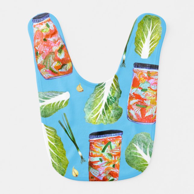 KIMCHI Lover CUSTOM blue Baby Bib (Front)