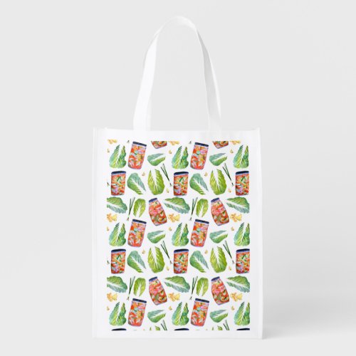 Kimchi Spicy Fun Fermentation Watercolor Grocery Bag
