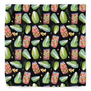Kimchi Spicy Fun Fermentation Watercolor Pattern Bandana