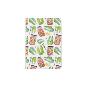 Kimchi Spicy Fun Fermentation Watercolor Pattern Passport Holder
