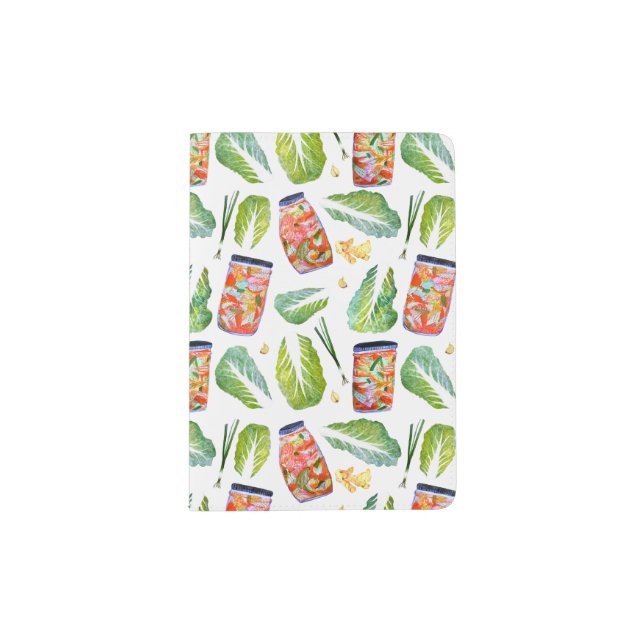 Kimchi Spicy Fun Fermentation Watercolor Pattern Passport Holder (Front)